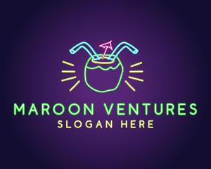 Neon Coconut Drink  logo design