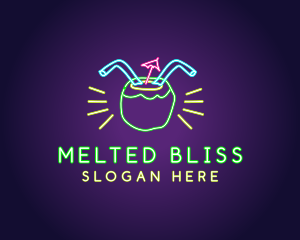 Neon Coconut Drink  logo design