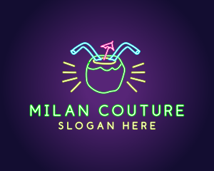 Neon Coconut Drink  logo design