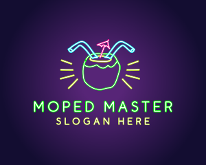 Neon Coconut Drink  logo design