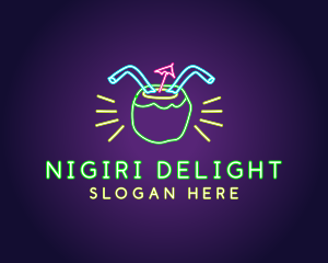 Neon Coconut Drink  logo design