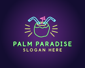 Neon Coconut Drink  logo design