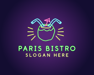 Neon Coconut Drink  logo design