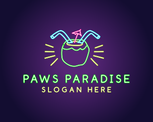 Neon Coconut Drink  logo design