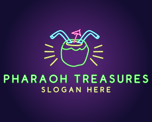 Neon Coconut Drink  logo design