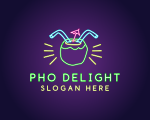 Neon Coconut Drink  logo design