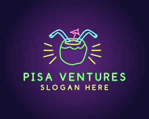 Neon Coconut Drink  logo design