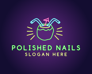 Neon Coconut Drink  logo design