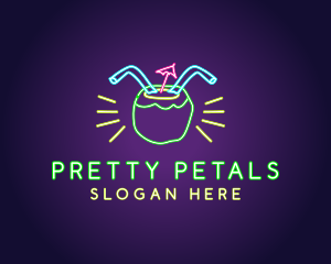 Neon Coconut Drink  logo design