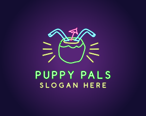 Neon Coconut Drink  logo design