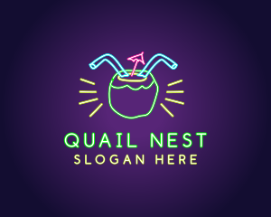 Neon Coconut Drink  logo design