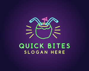 Neon Coconut Drink  logo design