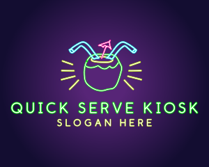 Neon Coconut Drink  logo design