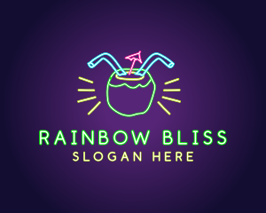 Neon Coconut Drink  logo design