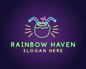 Neon Coconut Drink  logo design