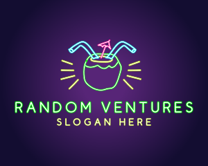 Neon Coconut Drink  logo design