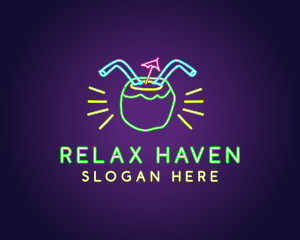 Neon Coconut Drink  logo design