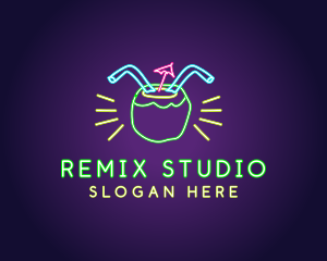 Neon Coconut Drink  logo design