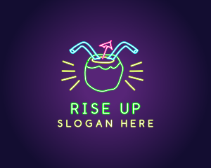 Neon Coconut Drink  logo design