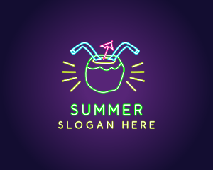 Neon Coconut Drink  logo design