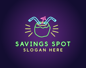 Neon Coconut Drink  logo design