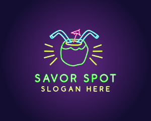 Neon Coconut Drink  logo design