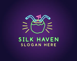 Neon Coconut Drink  logo design