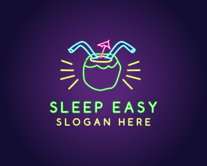 Neon Coconut Drink  logo design