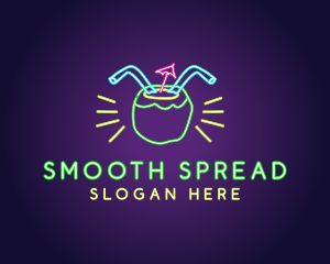 Neon Coconut Drink  logo design