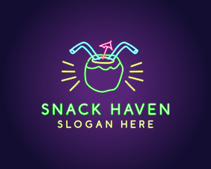 Neon Coconut Drink  logo design