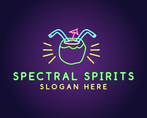 Neon Coconut Drink  logo design