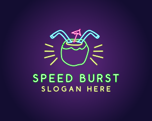 Neon Coconut Drink  logo design