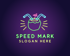 Neon Coconut Drink  logo design