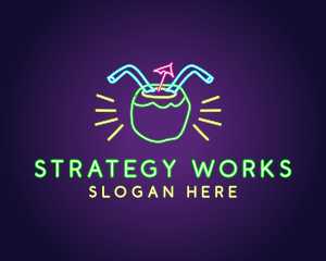 Neon Coconut Drink  logo design