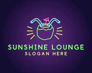 Neon Coconut Drink  logo design