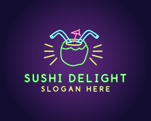 Neon Coconut Drink  logo design