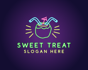 Neon Coconut Drink  logo design