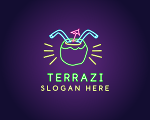 Neon Coconut Drink  logo design