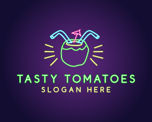 Neon Coconut Drink  logo design