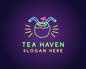 Neon Coconut Drink  logo design