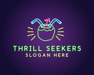 Neon Coconut Drink  logo design