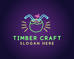 Neon Coconut Drink  logo design