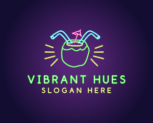 Neon Coconut Drink  logo design