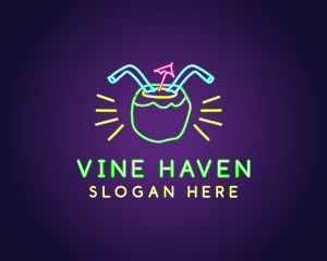 Neon Coconut Drink  logo design