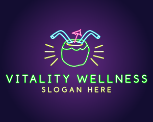 Neon Coconut Drink  logo design