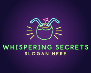 Neon Coconut Drink  logo design