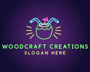 Neon Coconut Drink  logo design