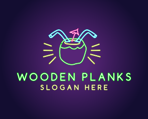 Neon Coconut Drink  logo design