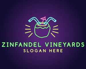 Neon Coconut Drink  logo design