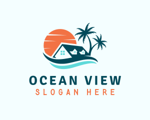 Beach Home Sunset logo design